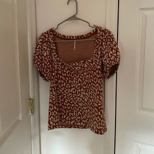 Free People Brown Leopard Top